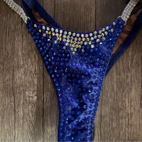 New NPC Royal Blue Rhinestone Bikini Never Worn - Picture 7 of 8